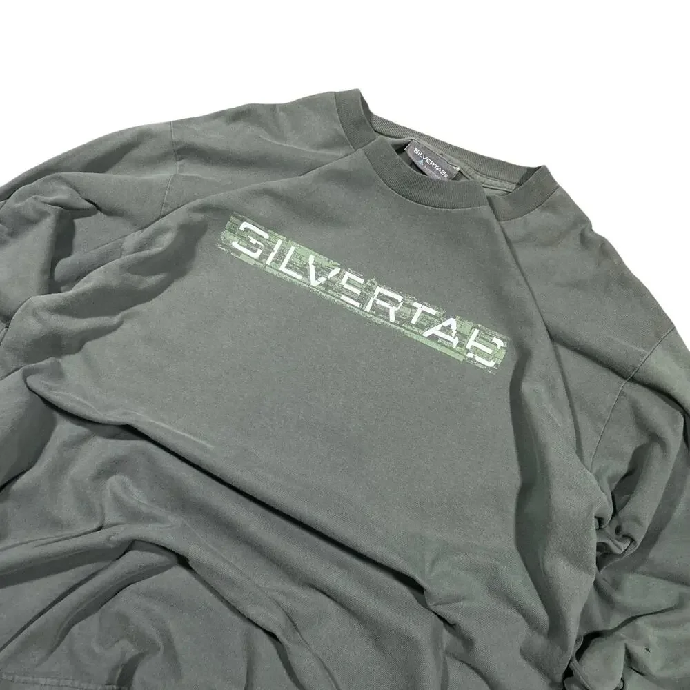 Vintage Y2K Levi’s Silvertab T-Shirt Men’s Large Faded Green Long Sleeve Graphic
